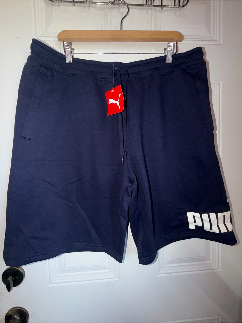 Puma Men’s Navy Athletic Logo Drawstring Shorts